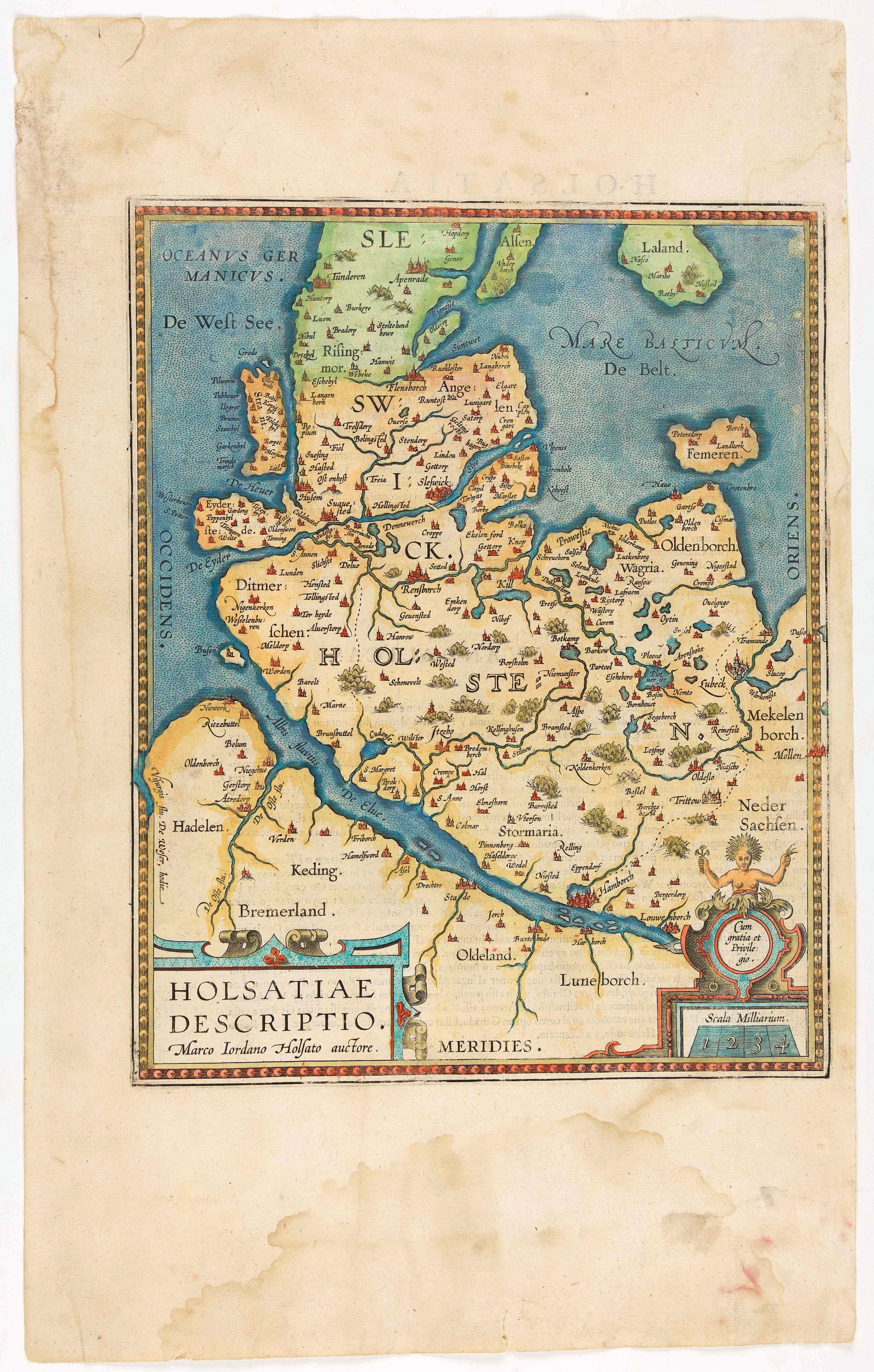 ORTELIUS, A., Hassiae Descriptio / Holsatiae Descriptio., antique map, old maps