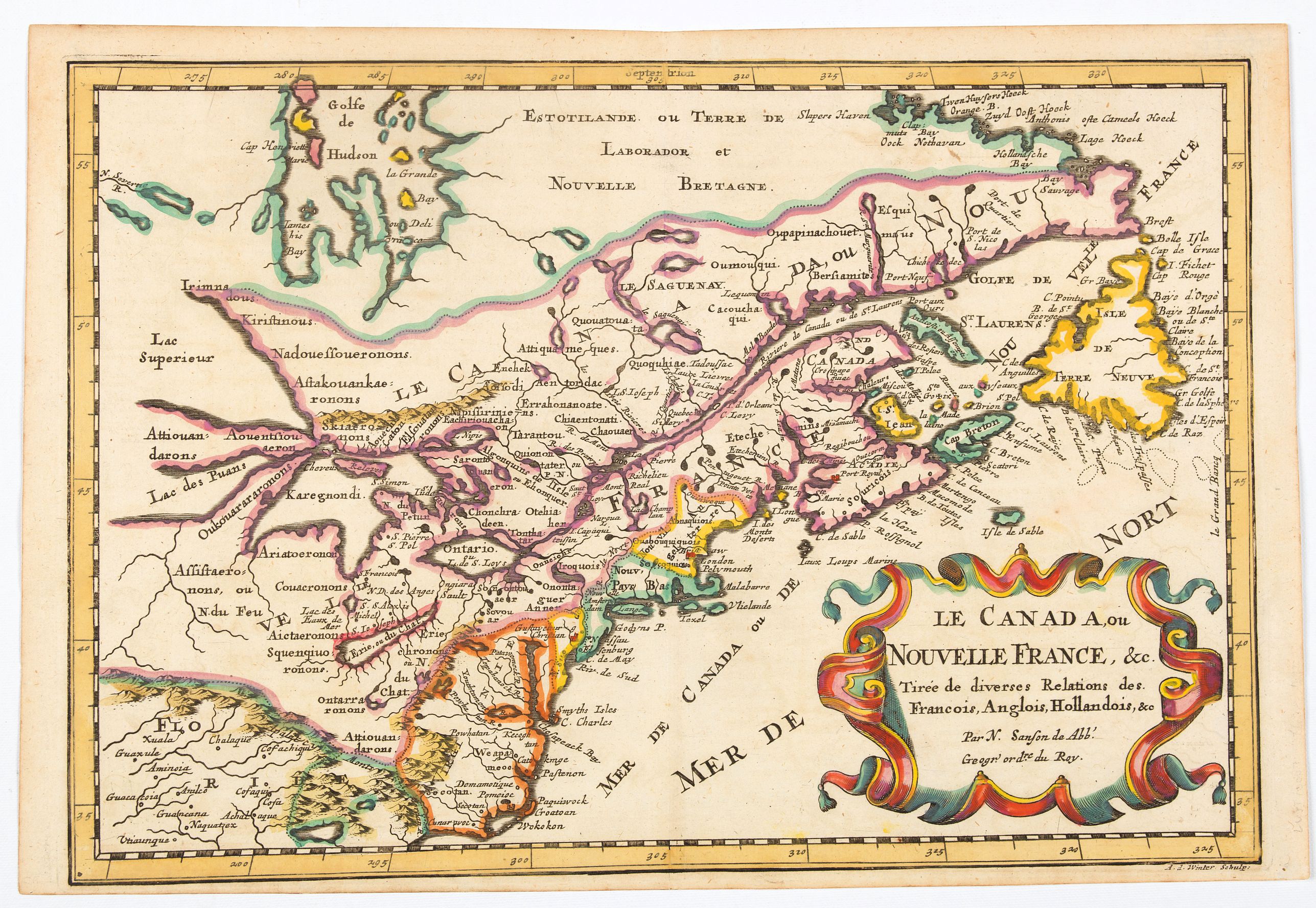 LUYTS, Johannis., Le Canada, ou Nouvelle France, &c, tiree de diverses Relations des Francois, Anglois, Hollandois, &c. . ., antique map, old maps