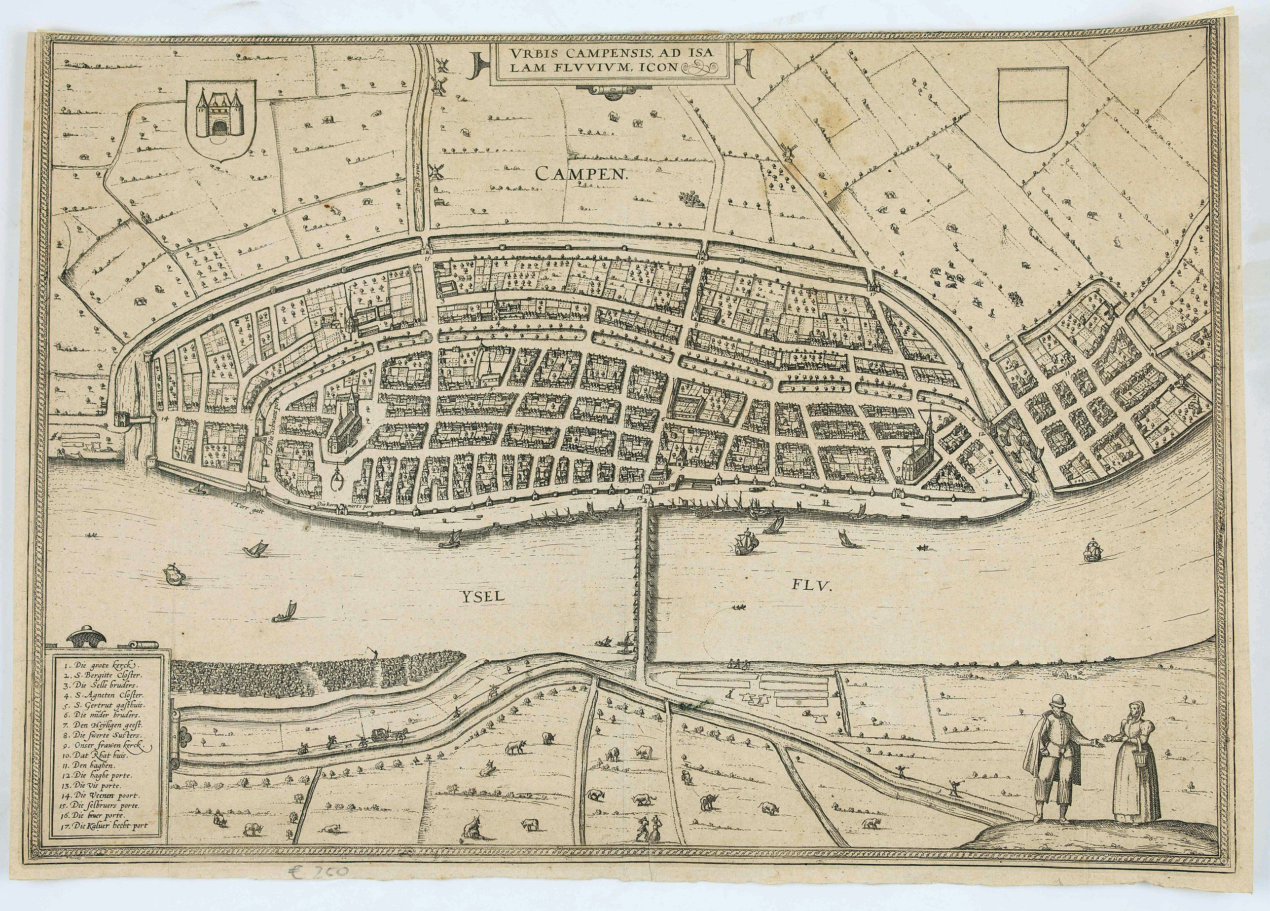 HOGENBERG, F. / BRAUN, G., Urbis Campensis.., antique map, old maps