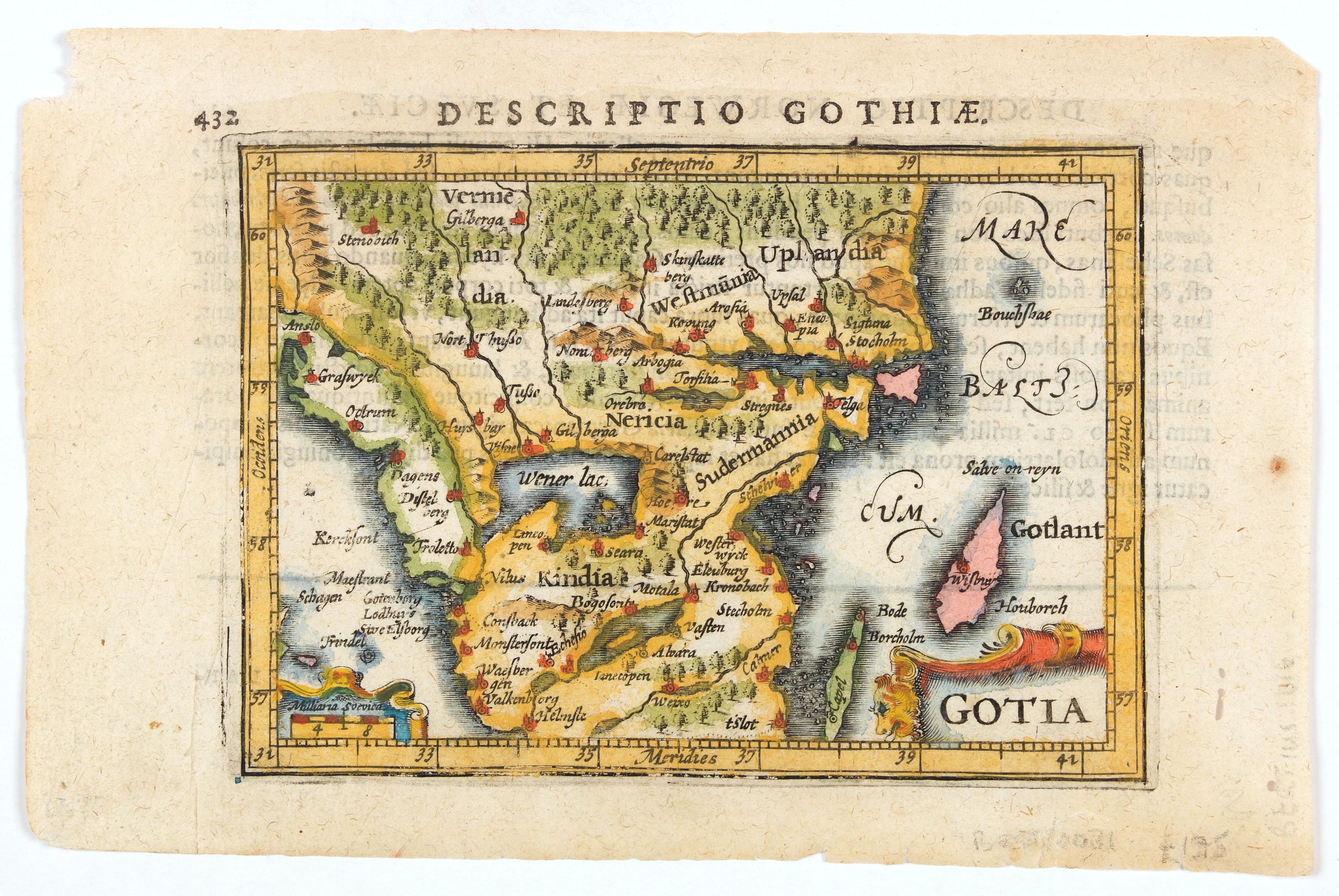 BERTIUS, P., Gotia., antique map, old maps