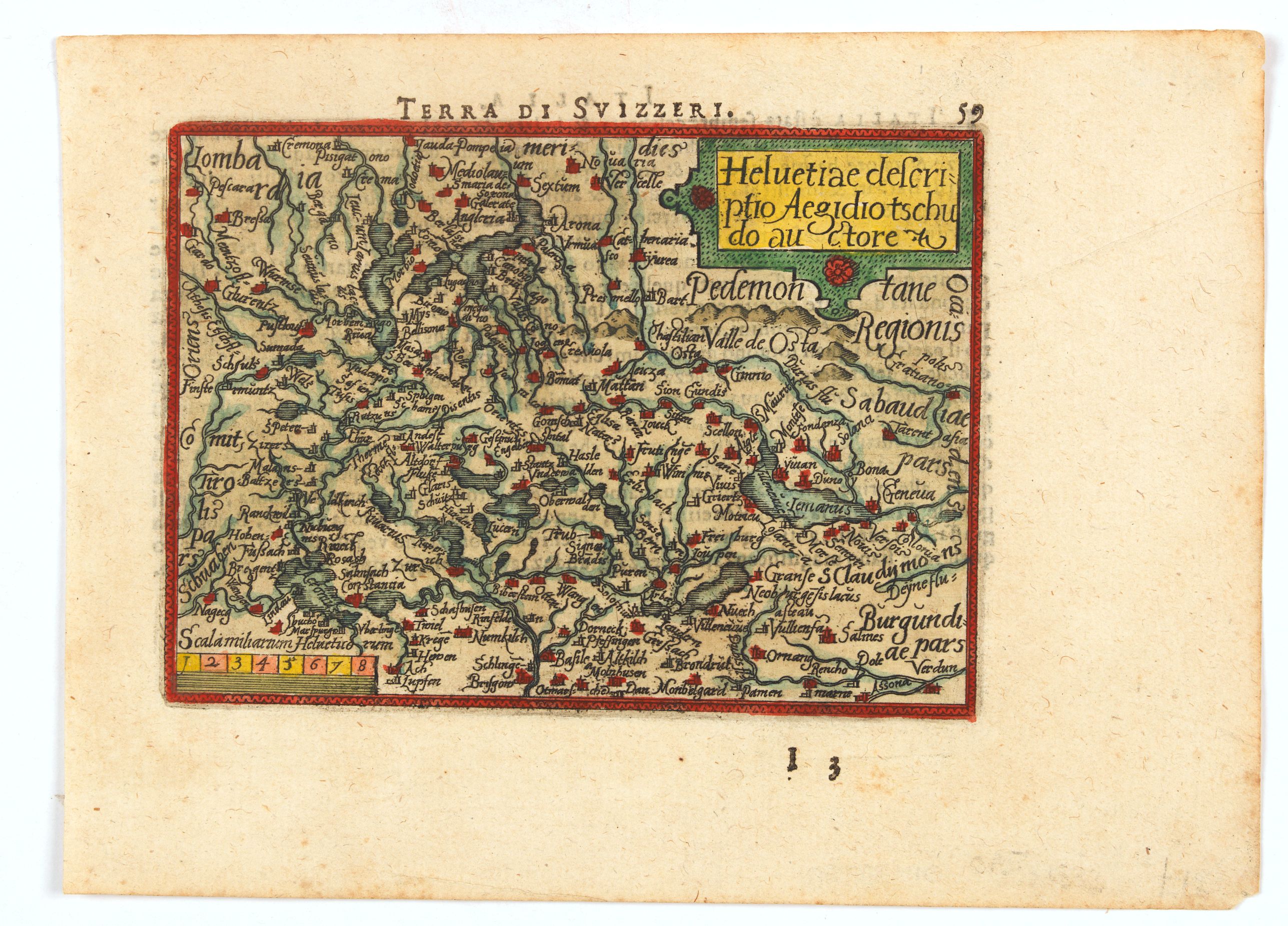 ORTELIUS, A., Helvetiae Descriptio, Aegidio Tschudo Auctore, antique map, old maps