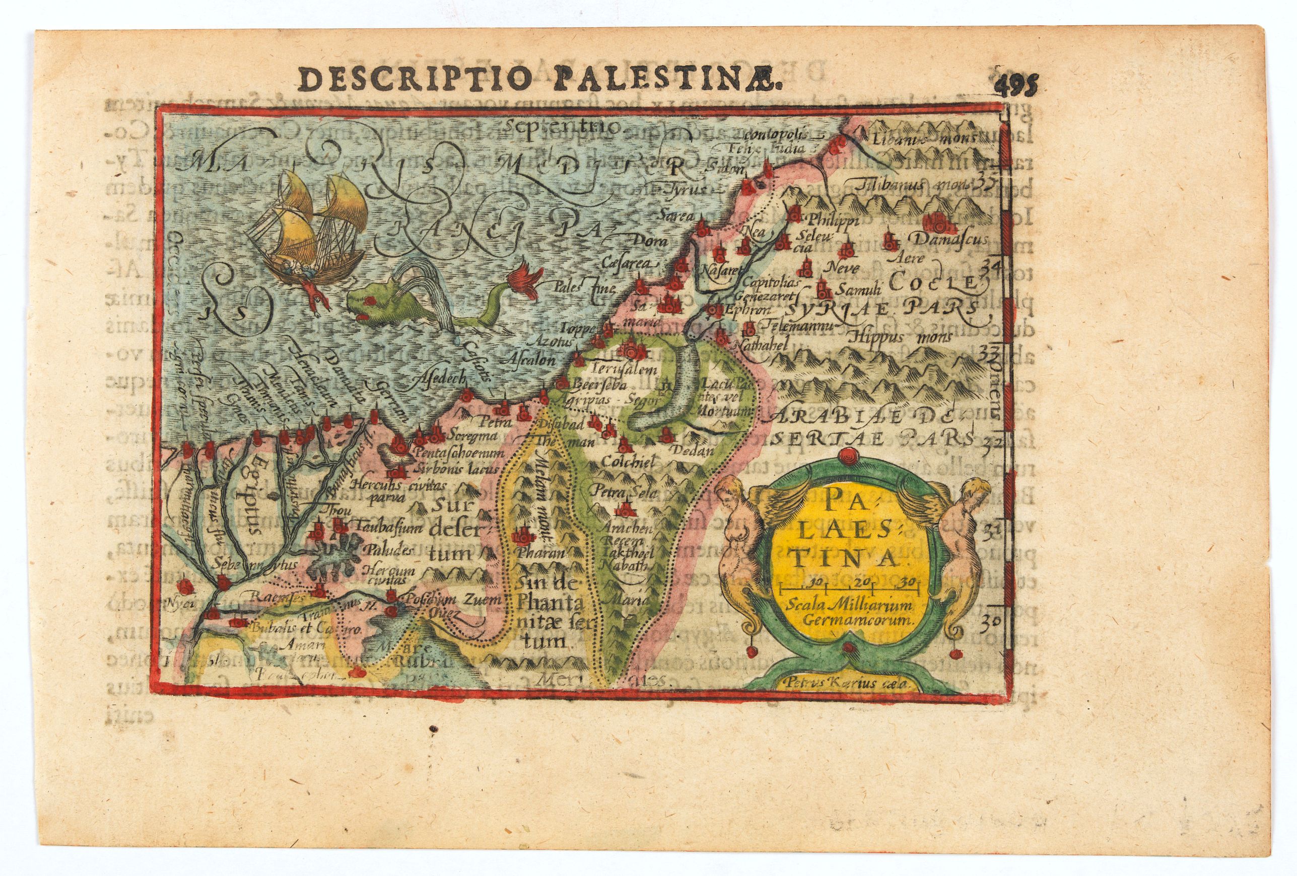 BERTIUS, P., Palaestina., antique map, old maps