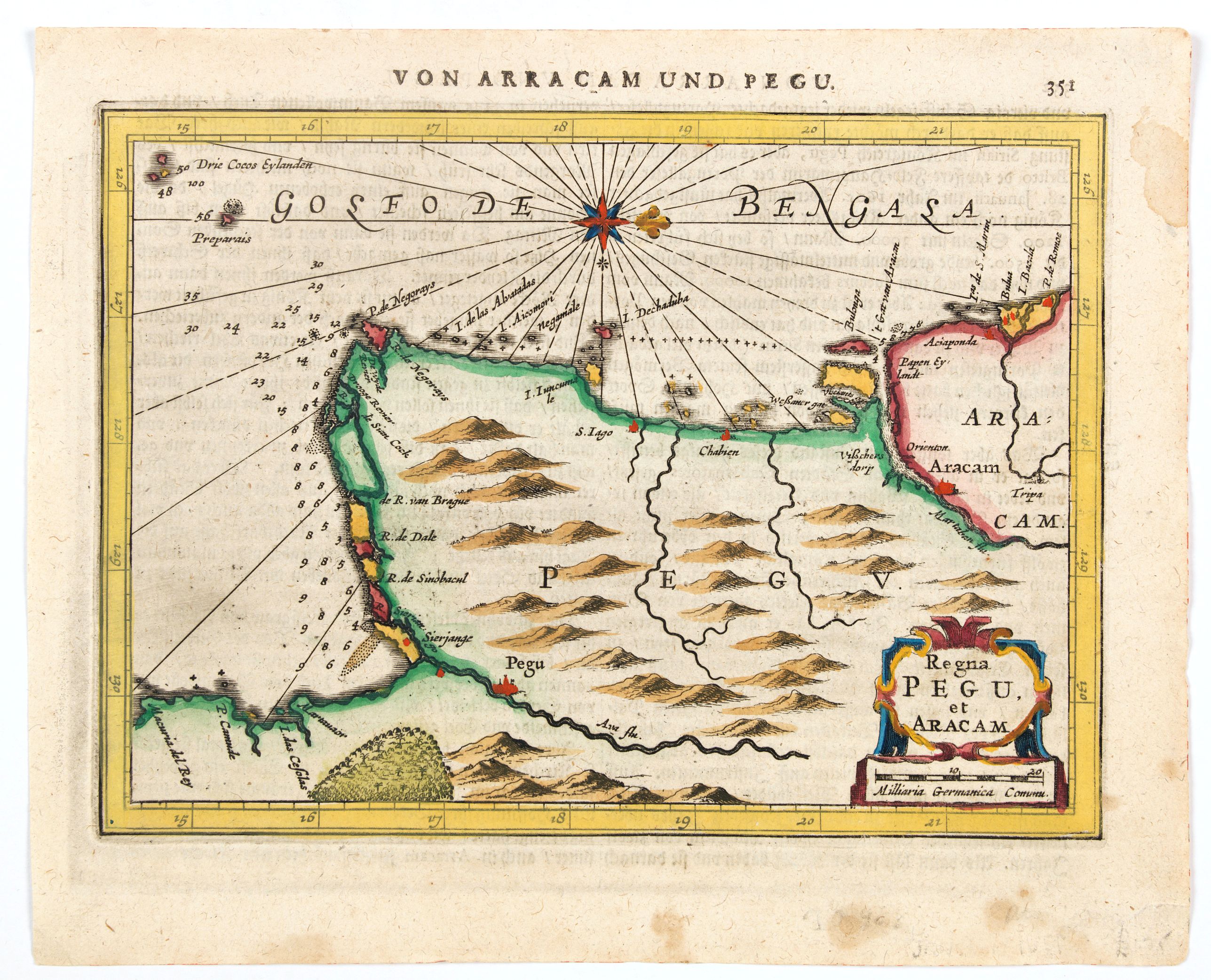MERCATOR / HONDIUS / JANSSONIUS, Regna Pegu, et Aracam., antique map, old maps