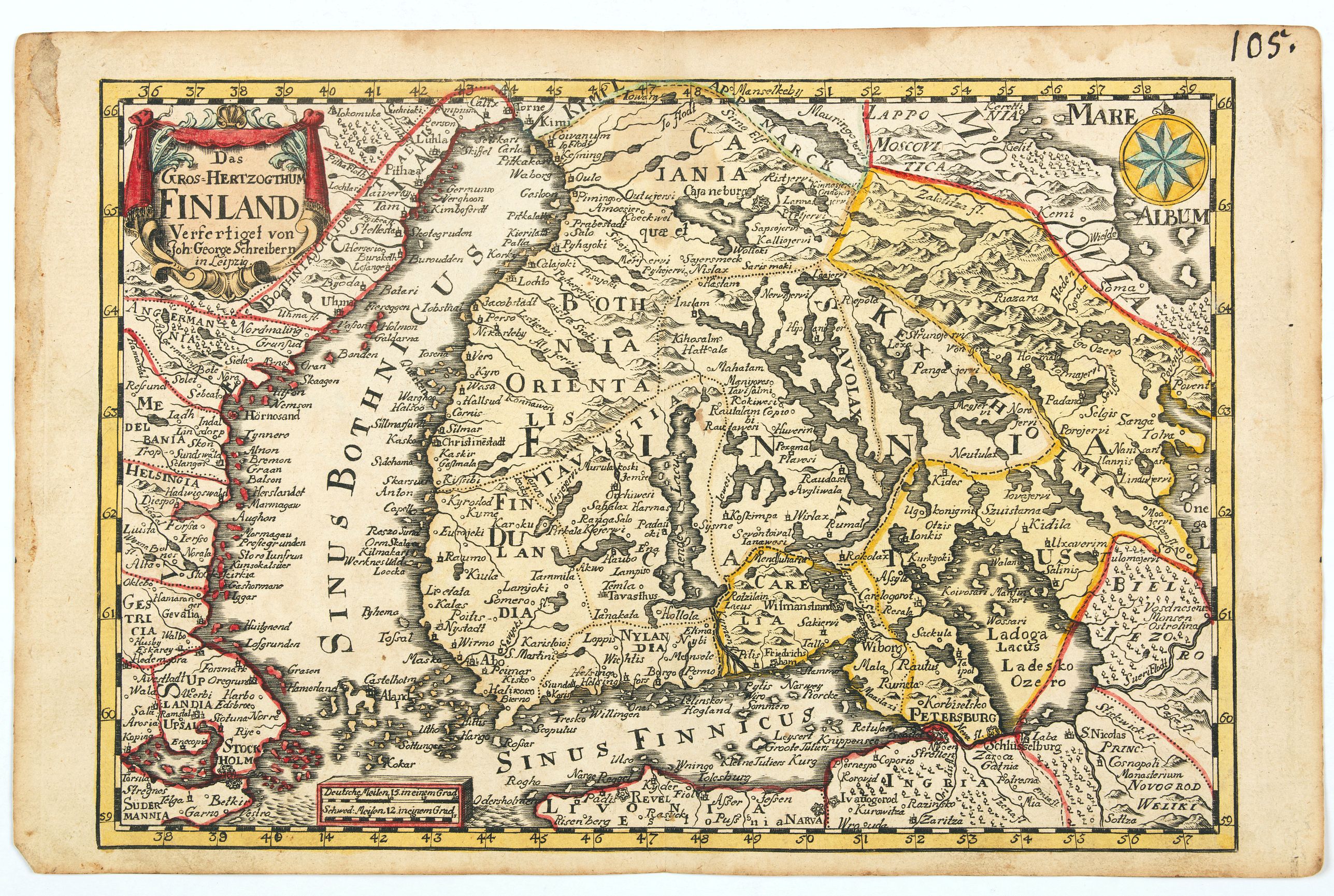 SCHREIBER, J.G., Das Gros-Hertzogthum Finland. . ., antique map, old maps