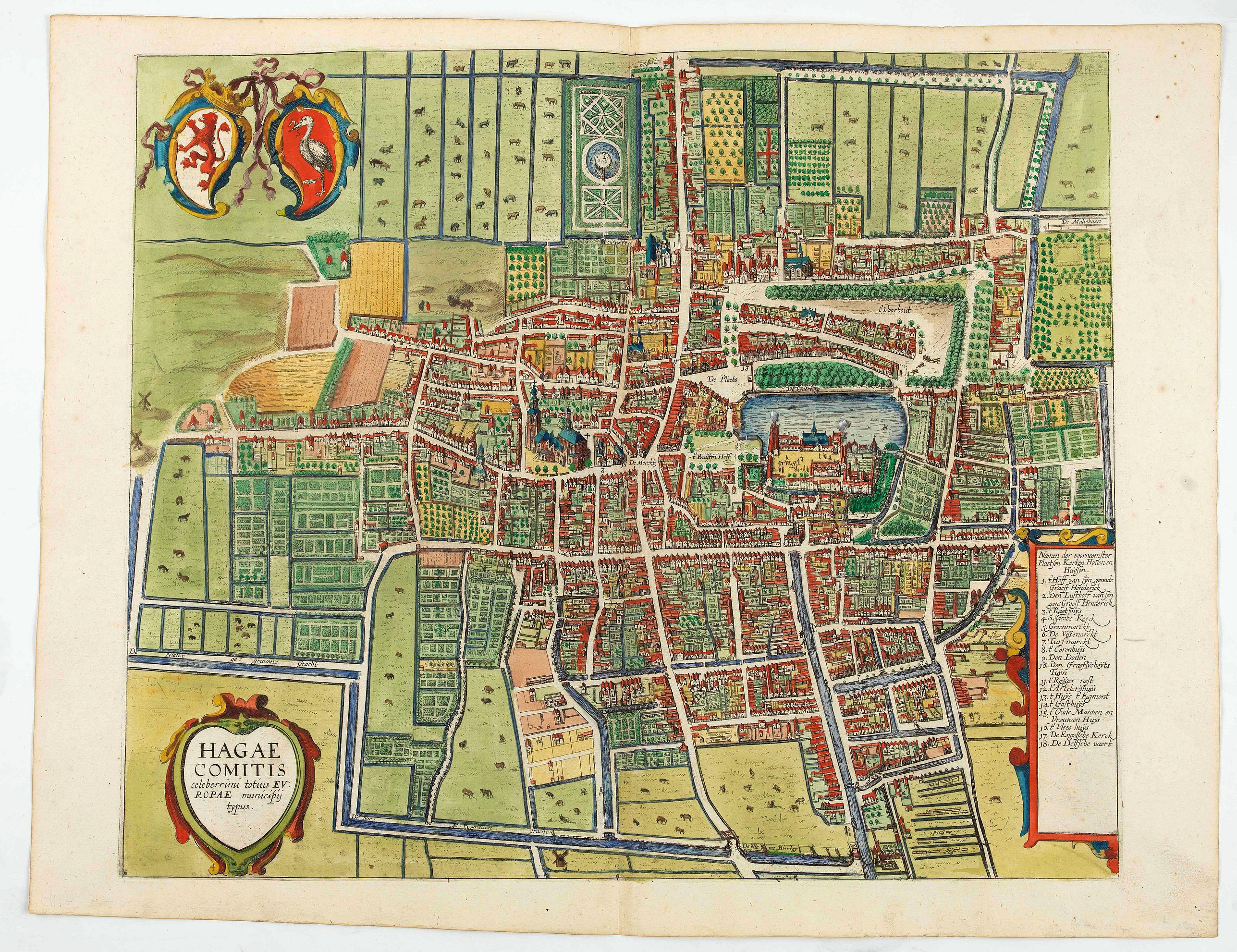 BRAUN, G. / HOGENBERG, F., Hagae Comitis celeberrimi totius Europae municipij typus., antique map, old maps