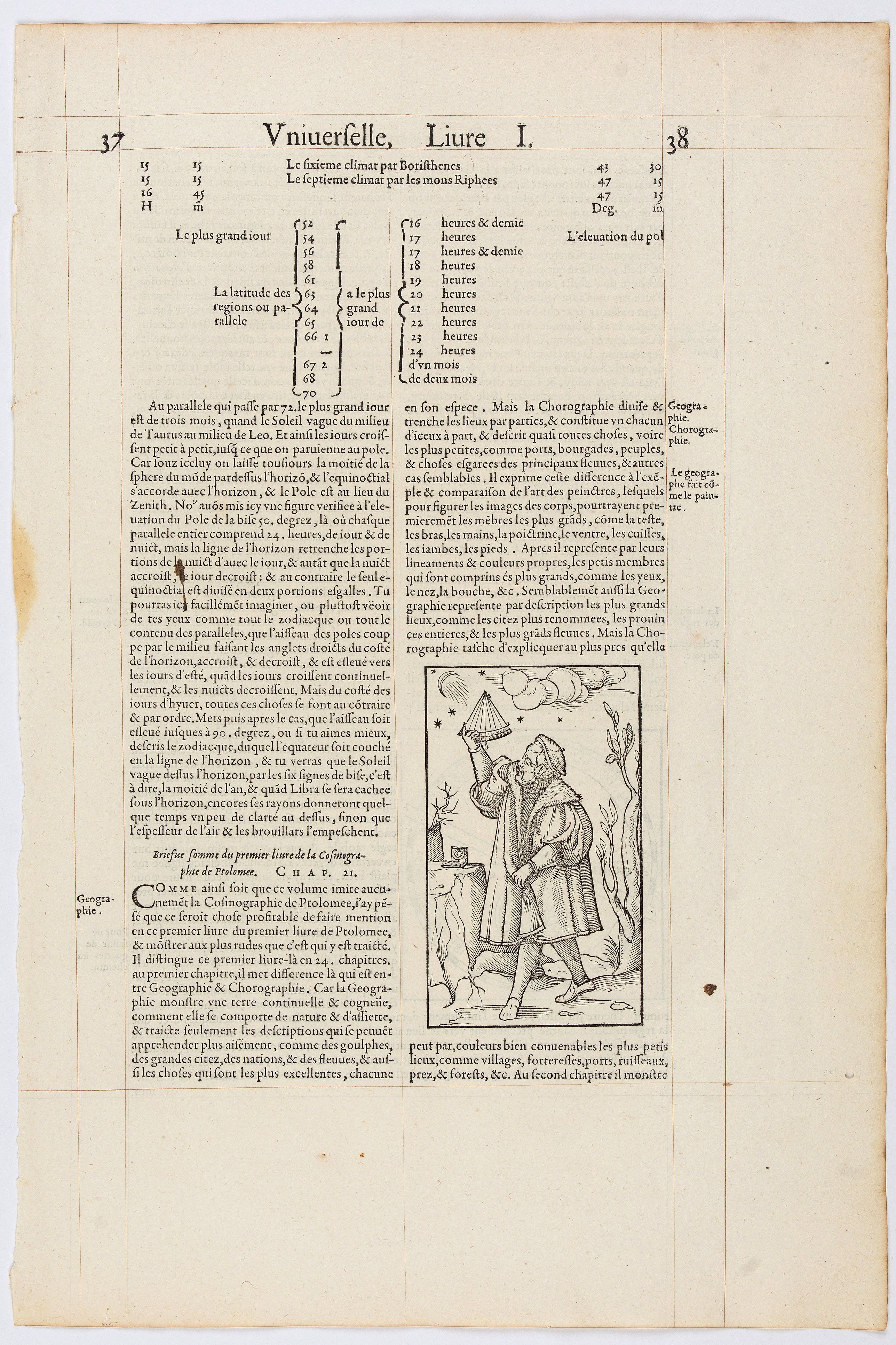 DE BELLE-FOREST, F., Page from La Cosmographie Universelle . . . (Page 38), antique map, old maps
