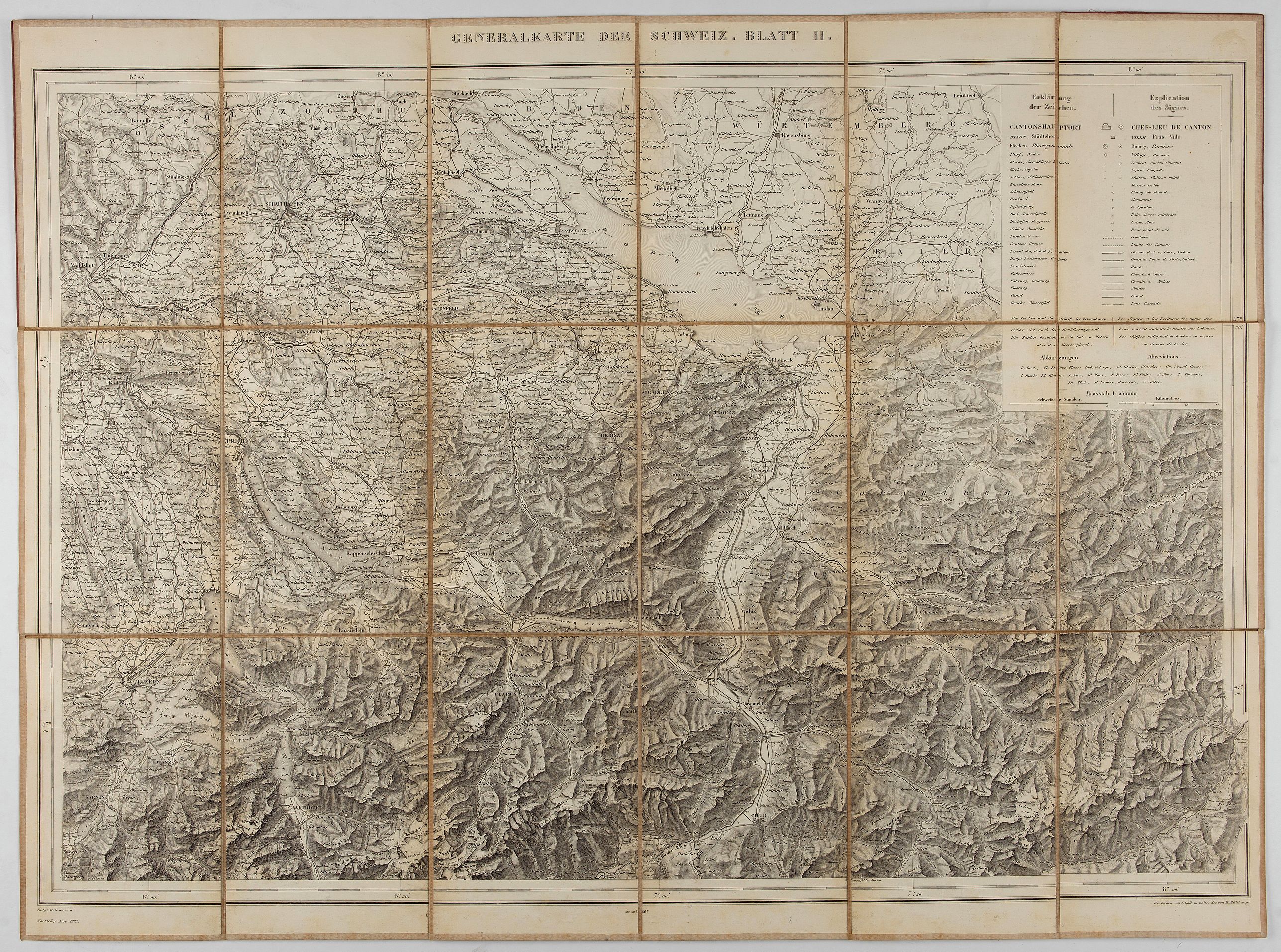 MULLHAUPT, H., Generalkarte der Schweiz. Blatt II., antique map, old maps