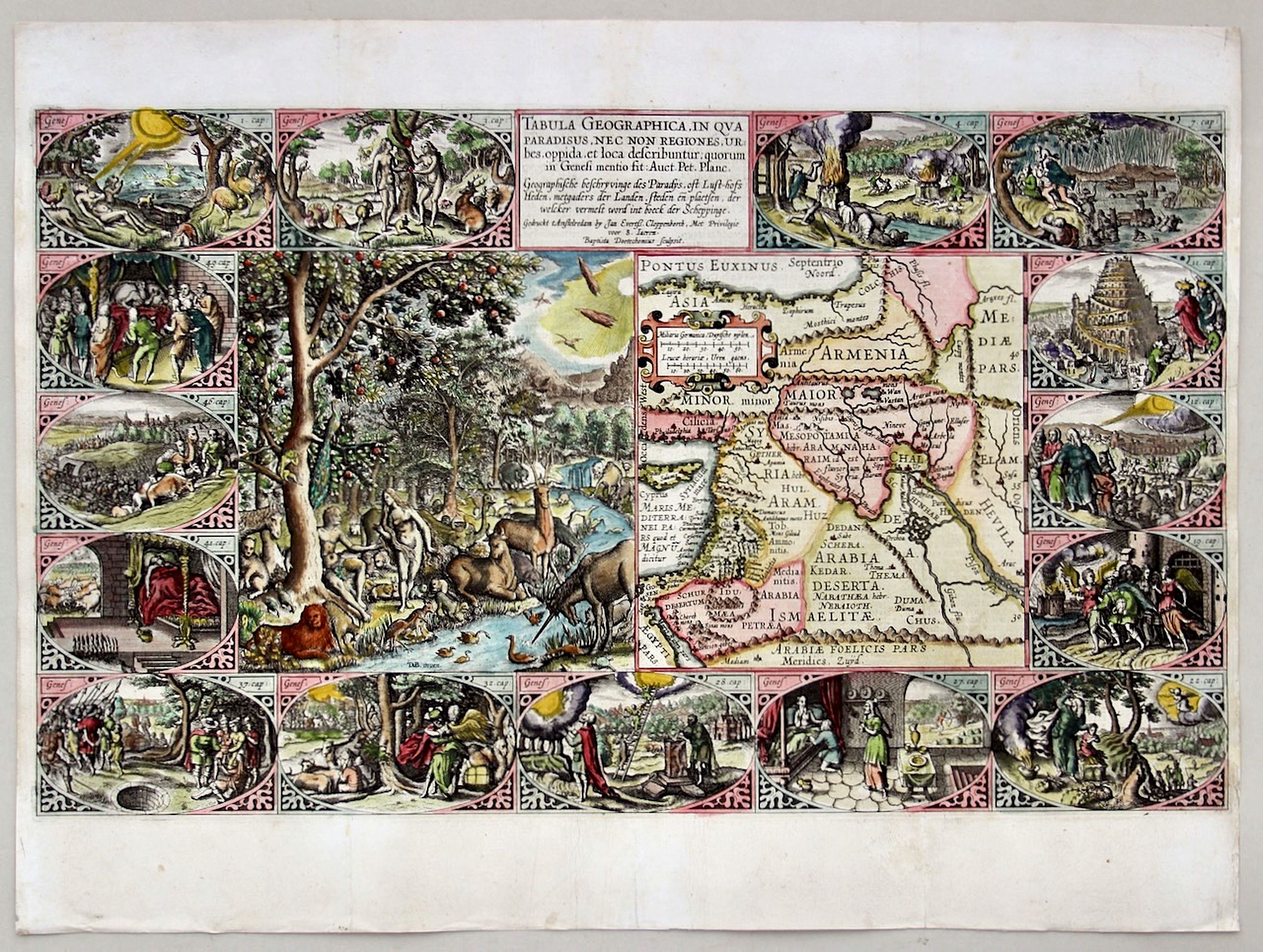 CLOPPENBURG, J.E. / PLANCIUS, P., Tabula Geographica, in qua Paradisus, nec non regiones.., antique map, old maps