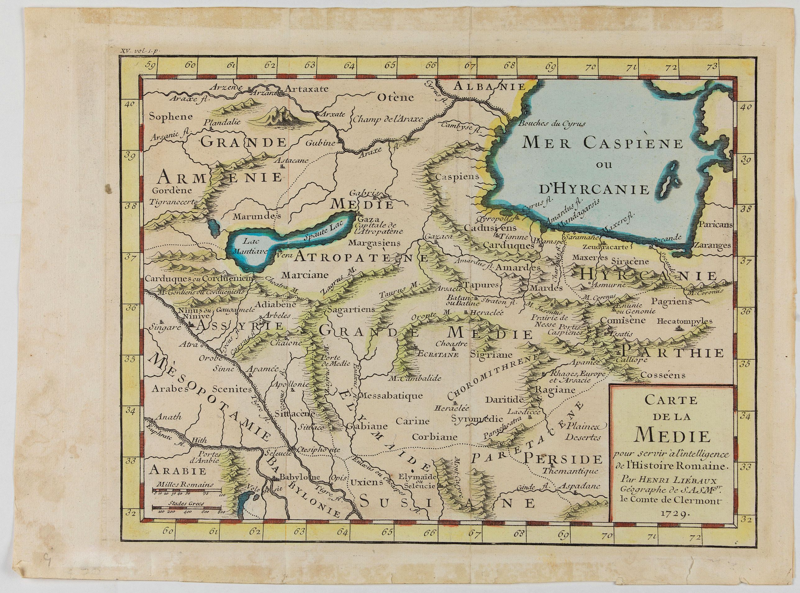 LIEBAUX, J.B., Carte de la Medie pour servir à l'intelligence de l'Histoire Romaine Par Henri Liébaux. . ., antique map, old maps