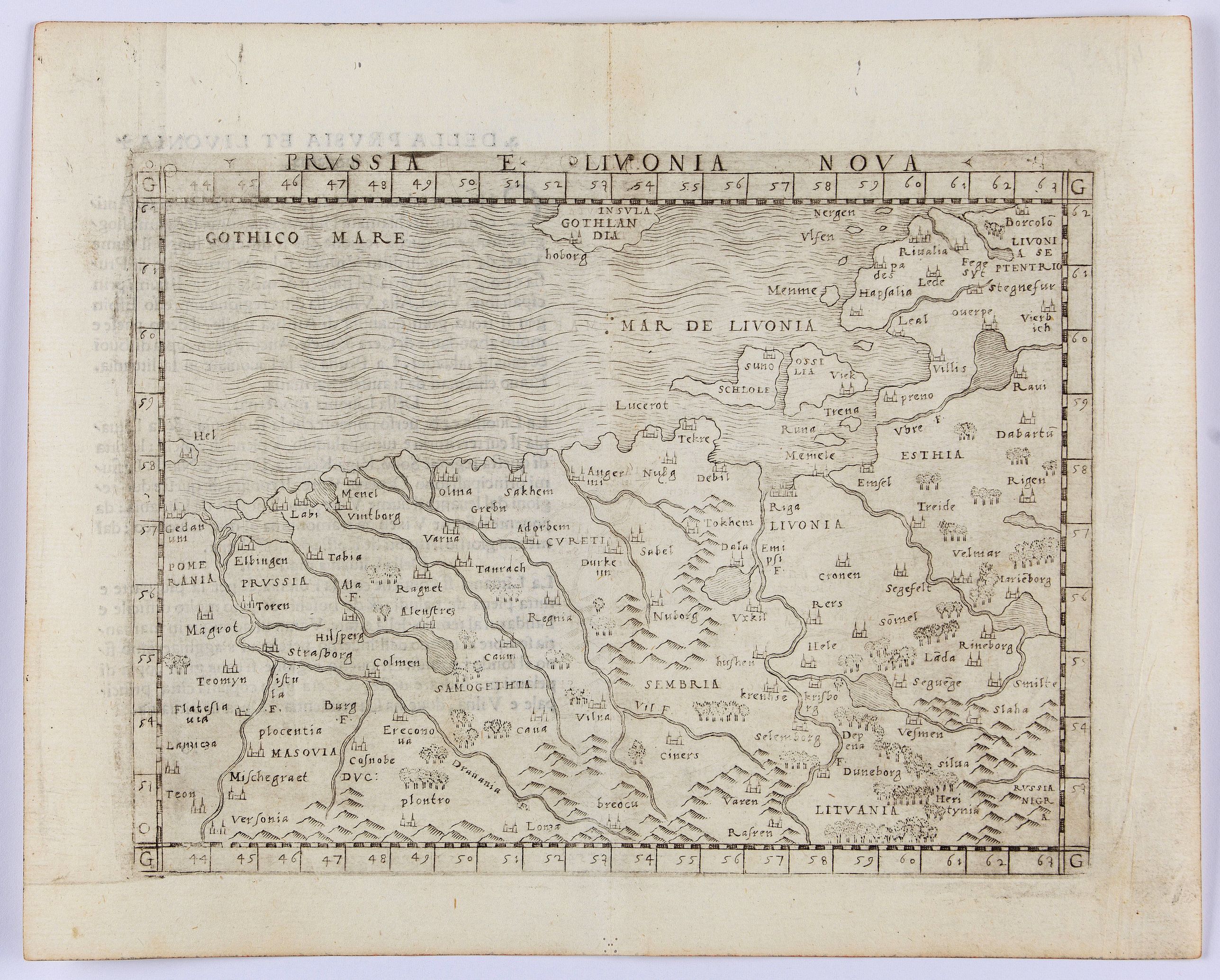 GASTALDI, G., Prussia E. Livonia Nova., antique map, old maps