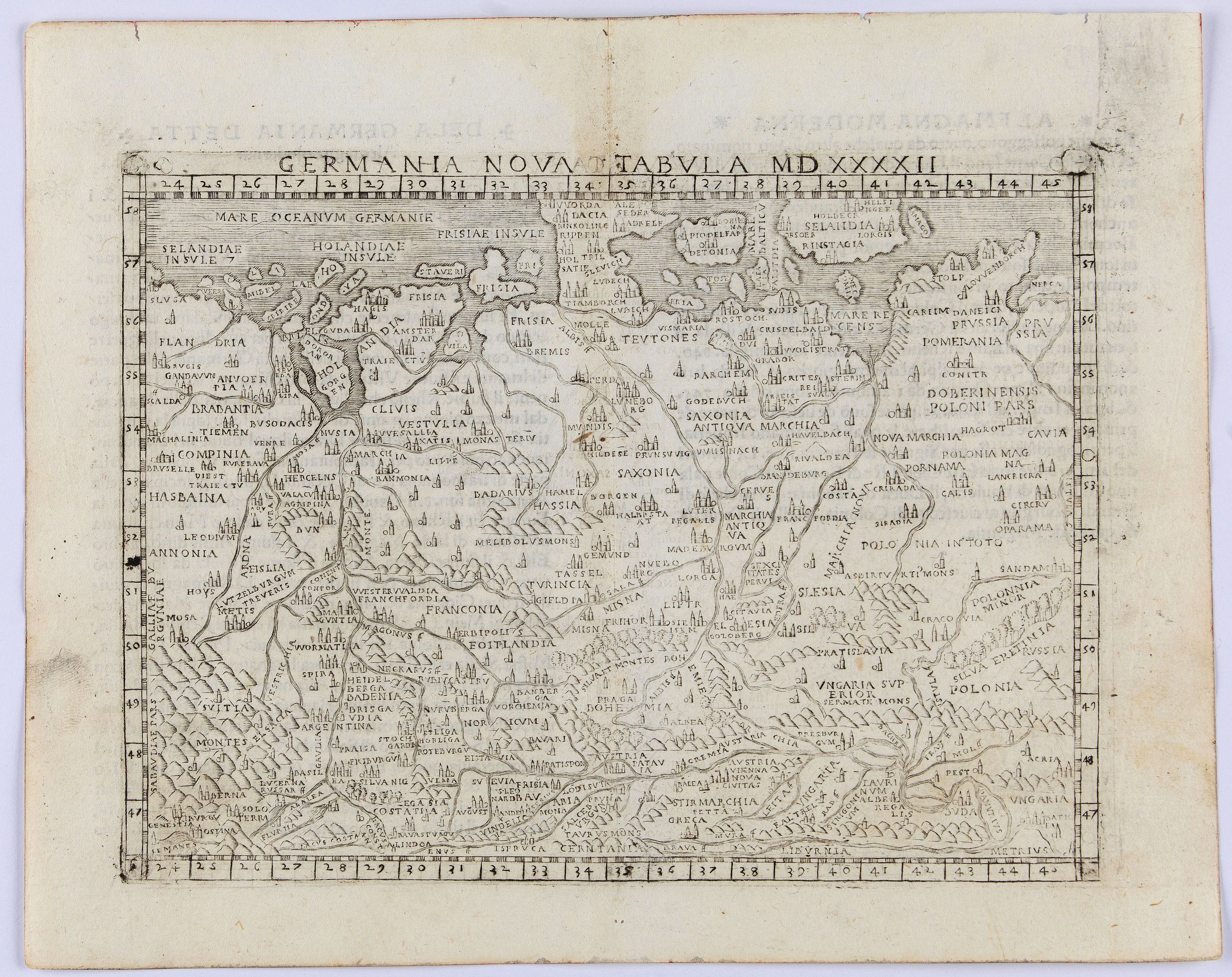 GASTALDI, G., Germania nova Tabula MDXXXXII., antique map, old maps