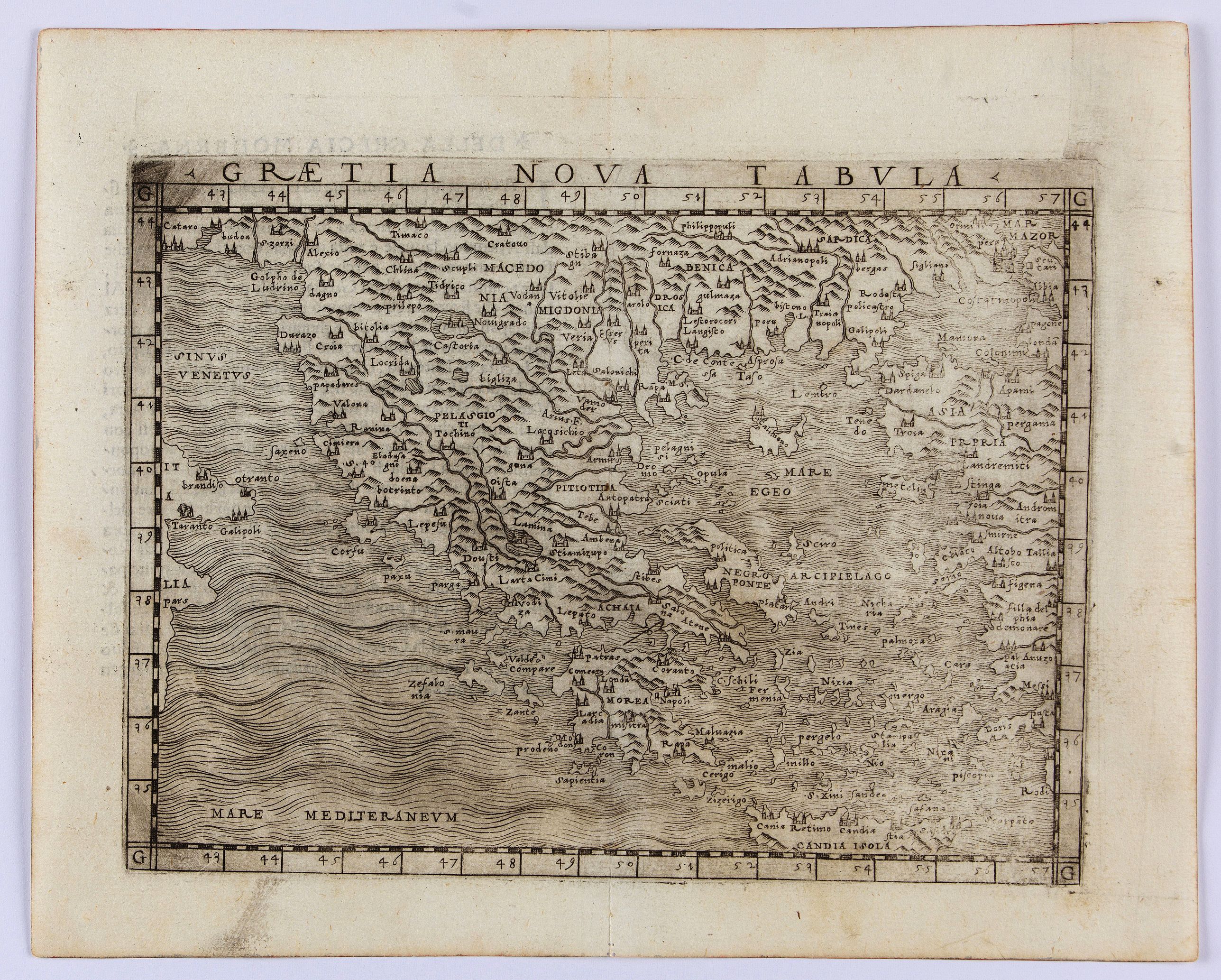 GASTALDI, G., Graetia Nova Tabula., antique map, old maps