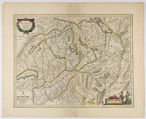 BLAEU, W. / MERCATOR, G., Helvetia cum finitimis regionibus confoederatis., antique map, old maps