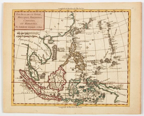 LAMARCHE., Les Isles de la Sonde, Moluques, Philippines, Carolines, et Mariannes., antique map, old maps