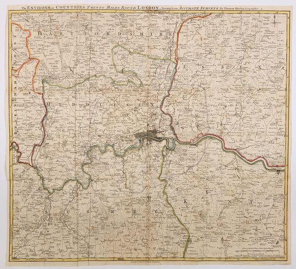 KITCHIN, Thomas., The Environs, or Countries Twenty Miles Round London. . ., antique map, old maps