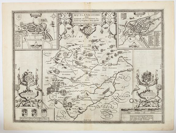SPEED, John., Rutlandshire with Oukham and Stanford. . ., antique map, old maps