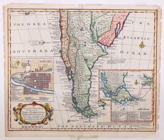 BOWEN, E., A new and accurate map of Chili, Terra Magellanica. . ., antique map, old maps