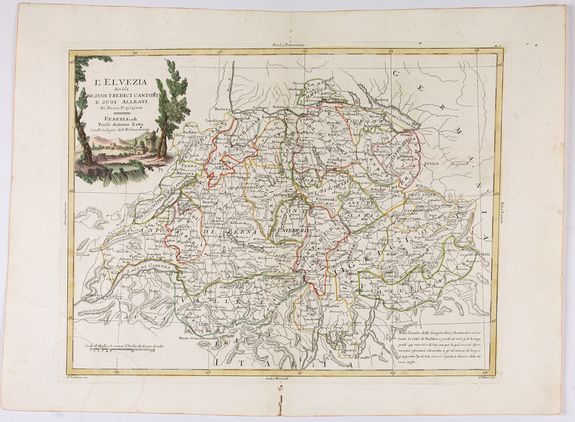 ZATTA, A., L'Elvezia divisa ne suoi Tredici Cantoni e suoi Alleati di nuova projezione., antique map, old maps