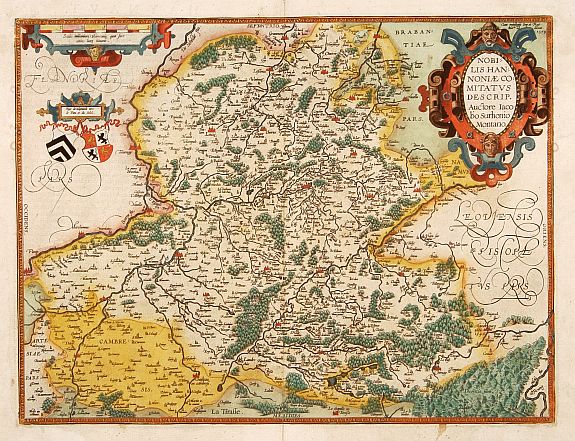 ORTELIUS, A., Nobilis Hanoniae Comitatus descrip., antique map, old maps