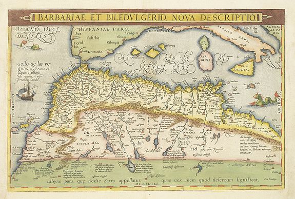 ORTELIUS, A., Barbariae et Biledulgerid, nova descriptio., antique map, old maps