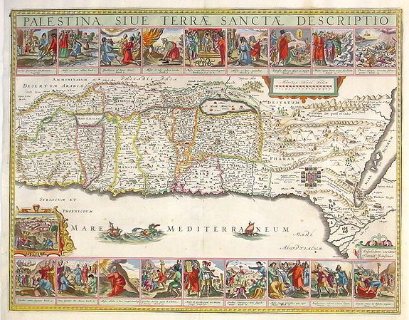 JANSSONIUS, J., Palestina, Sive Terrae Sanctae Descriptio., antique map, old maps
