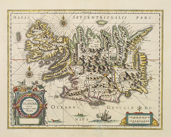 HONDIUS, H., Tabula Islandiae., antique map, old maps