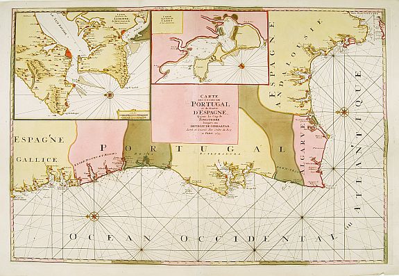 MORTIER, P., Carte des Costes de Portugal et de Partie d'Espagne depuis.., antique map, old maps
