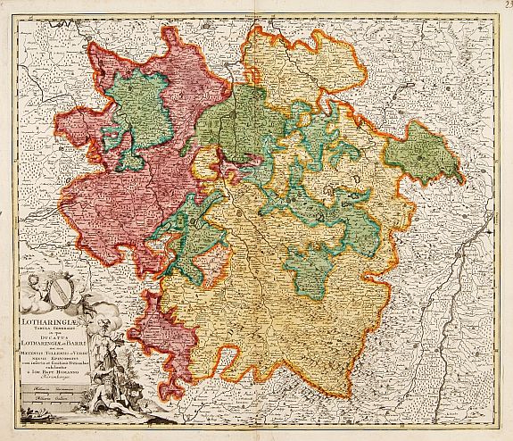 HOMANN, J.B., Lotharingiae Tabula Generalis., antique map, old maps