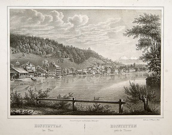 , Hofstetten bei Thun., antique map, old maps