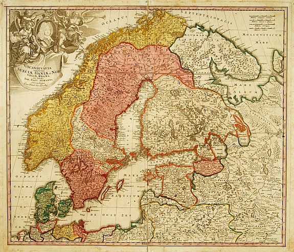 HOMANN, Heirs, Scandinavia complectens Sueciae, Daniae & Norvegia., antique map, old maps