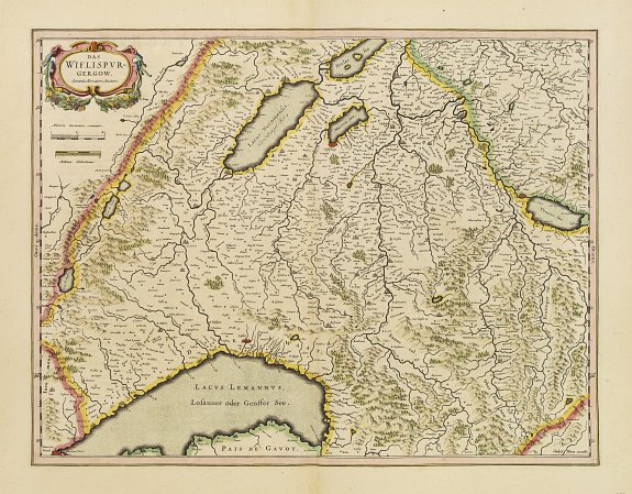 BLAEU, W., Das Wiflispurgergow. Gerardo Mercatore Auctore., antique map, old maps