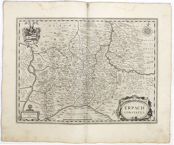 JANSSONIUS, J., Erpach comitatus., antique map, old maps
