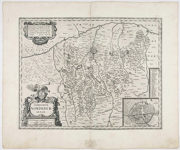 JANSSONIUS, J., Territorium Norimbergense., antique map, old maps