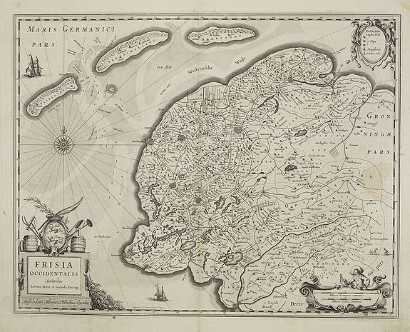 HONDIUS, H., Frisia occidentalis., antique map, old maps
