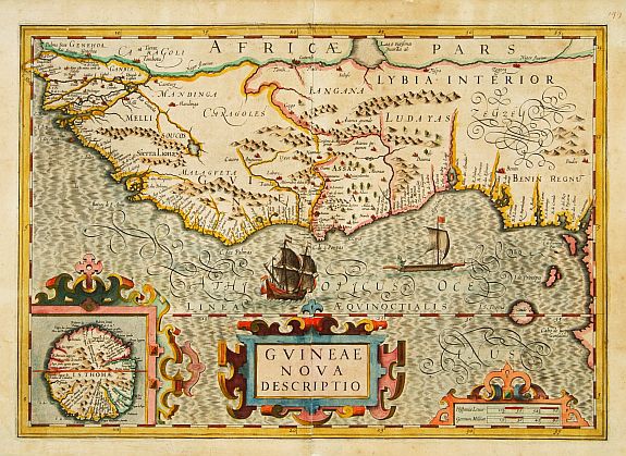 HONDIUS, H., GUINEAE Nova Descriptio., antique map, old maps