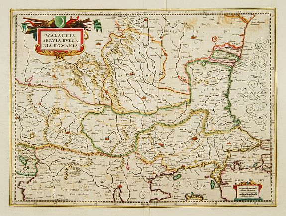MERCATOR, G., Walachia, Servia, Bulgaria, Romania, antique map, old maps