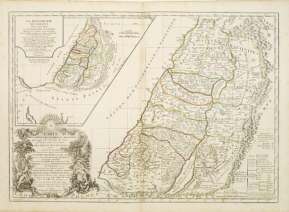 ROBERT DE VAUGONDY, G./ DELAMARCHE, Carte de la terre des Hébreux / La Monarchie des Hébreux.., antique map, old maps
