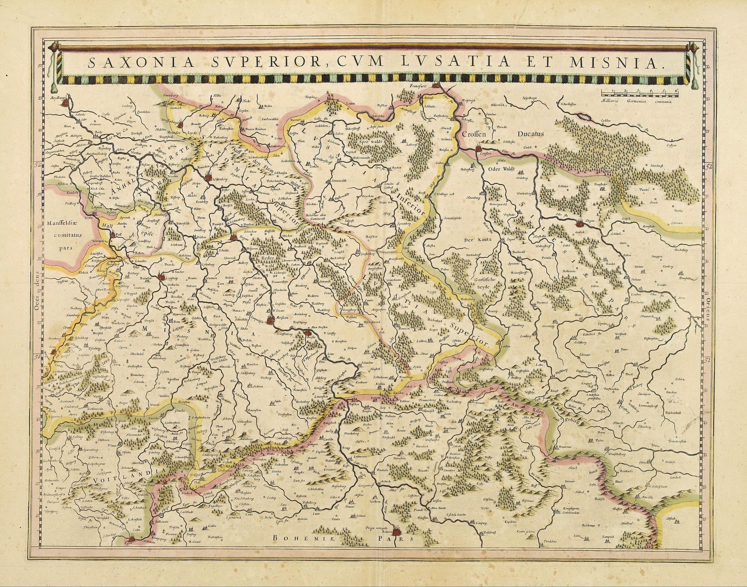 BLAEU, J., Saxonia superior, cum Lusatia et Misnia., antique map, old maps