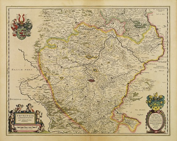 BLAEU, J., Thuringia landgraviatus., antique map, old maps