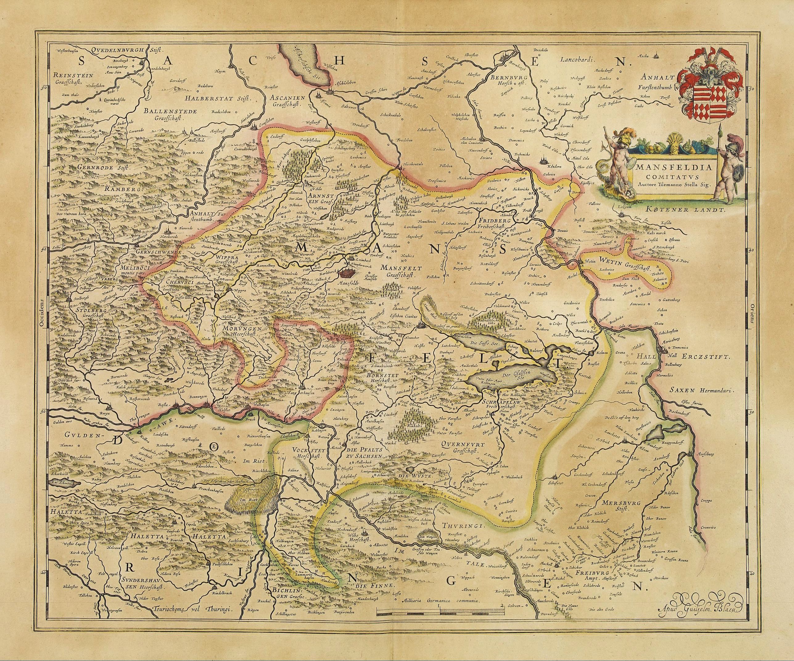 BLAEU, J., Mansfeldia Comitatus.., antique map, old maps