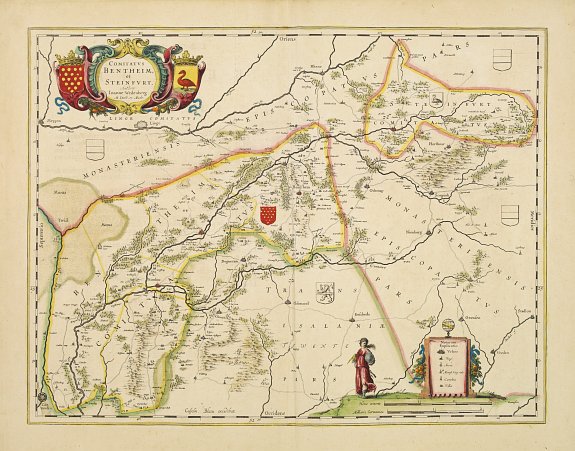 BLAEU, J., Comitatus Bentheim et Steinfurt., antique map, old maps