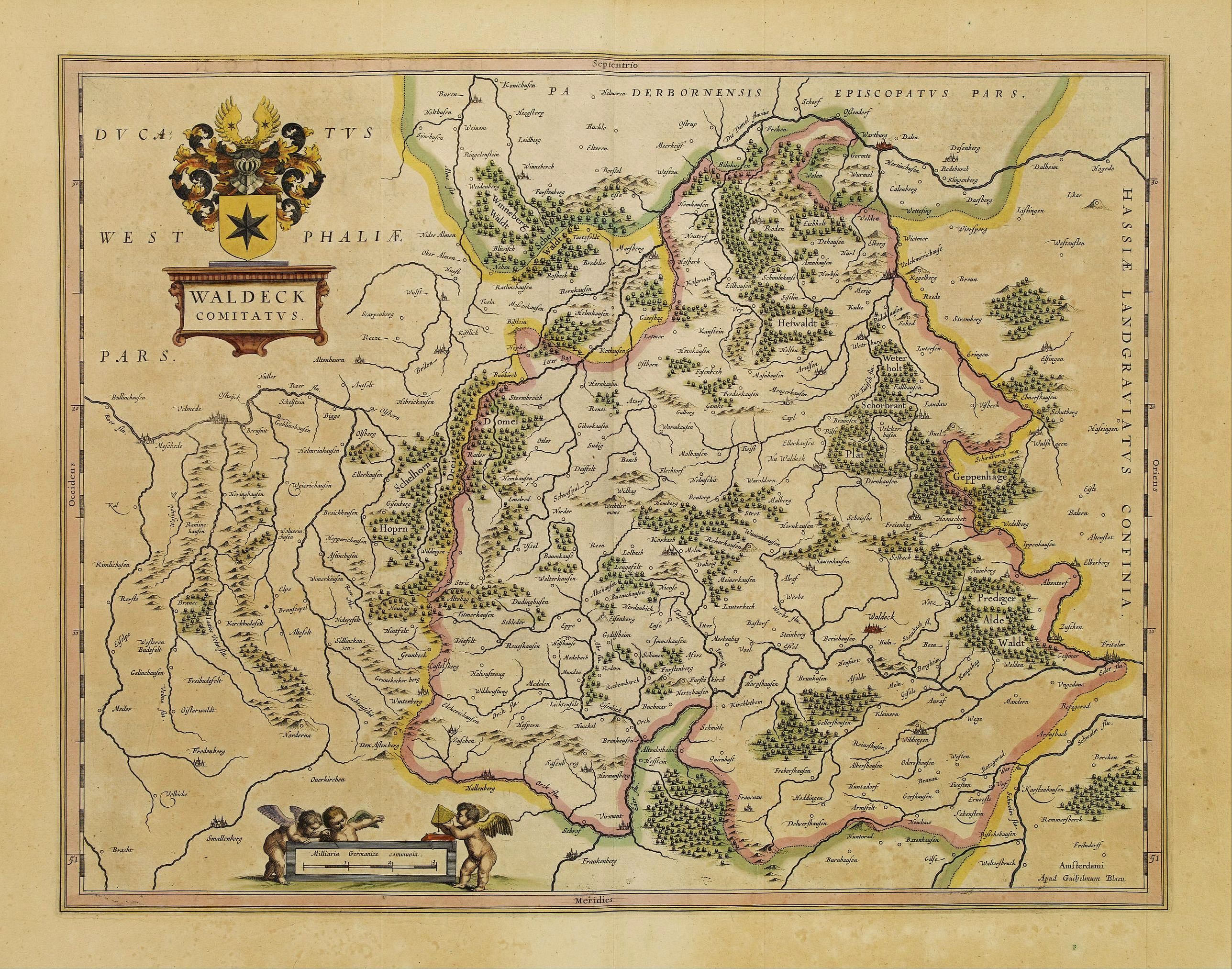 BLAEU, W., Waldeck Comitatus., antique map, old maps