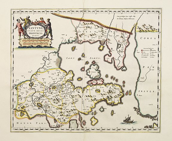 BLAEU, J., Xantung, sinarum imperii provincia quarta., antique map, old maps
