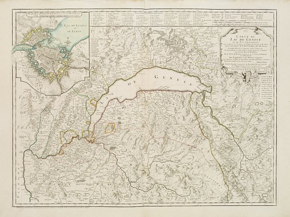BUACHE, P., Carte du lac de Genève et des pays circonvoisins.., antique map, old maps