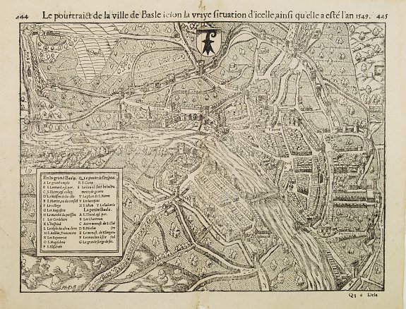 MÜNSTER, S., Le pourtraict de la ville de Basle . . ., antique map, old maps