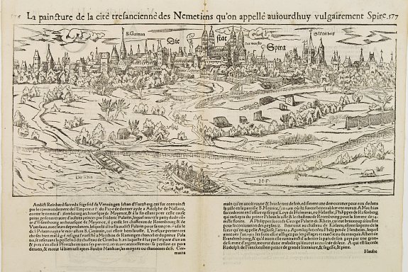 MÜNSTER, S., La paincture de la cité tresancienne des Nemetiens../..Spire., antique map, old maps