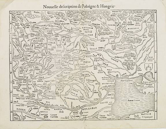 MÜNSTER, S., Nouvelle description de Poloigne et Hongrie., antique map, old maps
