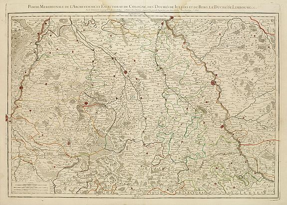 JAILLOT, H., Partie Méridionale de l'Archevesché et Eslectorat de Cologne. . ., antique map, old maps