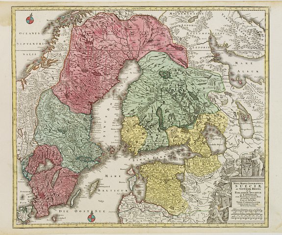 LOTTER, T. C., Nova mappa geographica Sueciae ac Gothiae regna ut et Finlandiae Ducatum ac Lapponiam?, antique map, old maps