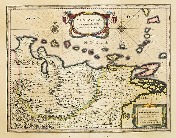 BLAEU, W., VENEZUELA, cum parte Australi NOVAE ANDALUSIAE., antique map, old maps